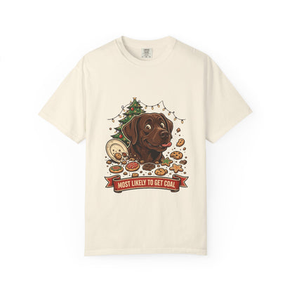 Labrador Retriever Most Likely To Get Coal Tee | Funny Christmas Dog Graphic Shirt
