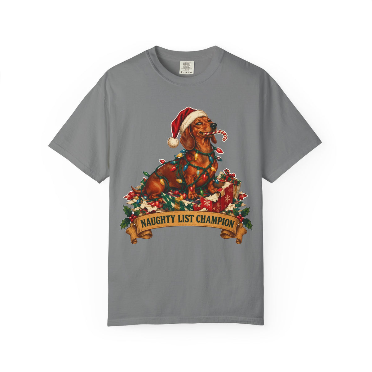 Naughty List Champion Dachshund Christmas Tee
