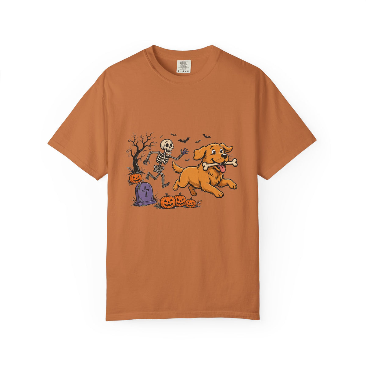 Golden Retriever Skeleton Halloween Tee | Funny Spooky Dog Shirt