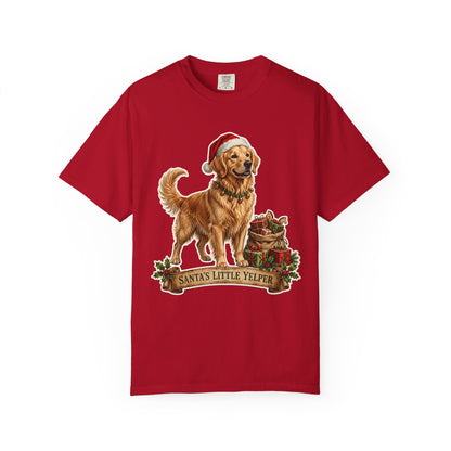 Santa's Little Yelper Golden Retriever Christmas Tee