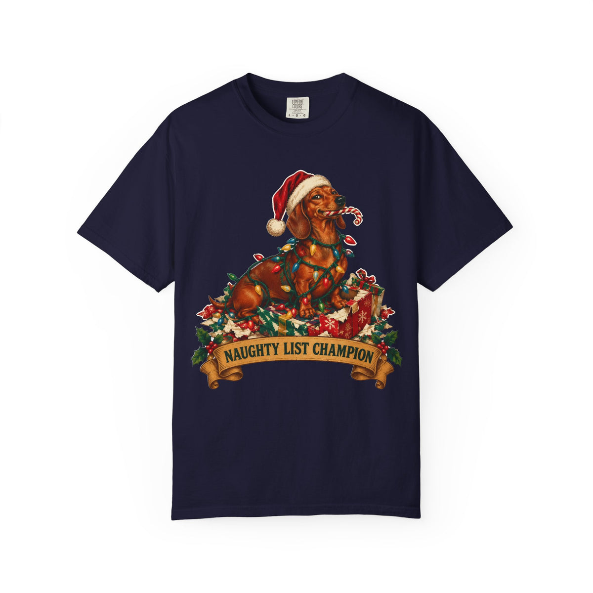 Naughty List Champion Dachshund Christmas Tee