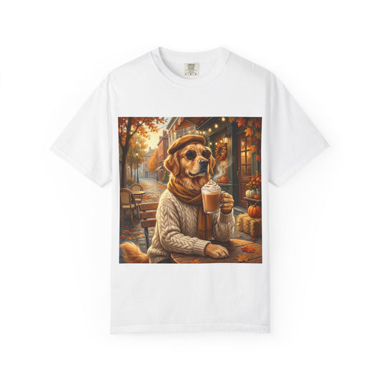 Golden Retriever Pumpkin Spice Tee – funny fall dog graphic t-shirt