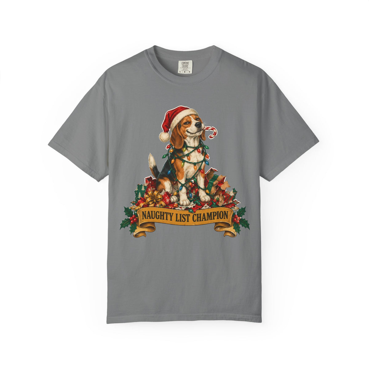 Naughty List Champion Beagle Christmas Tee