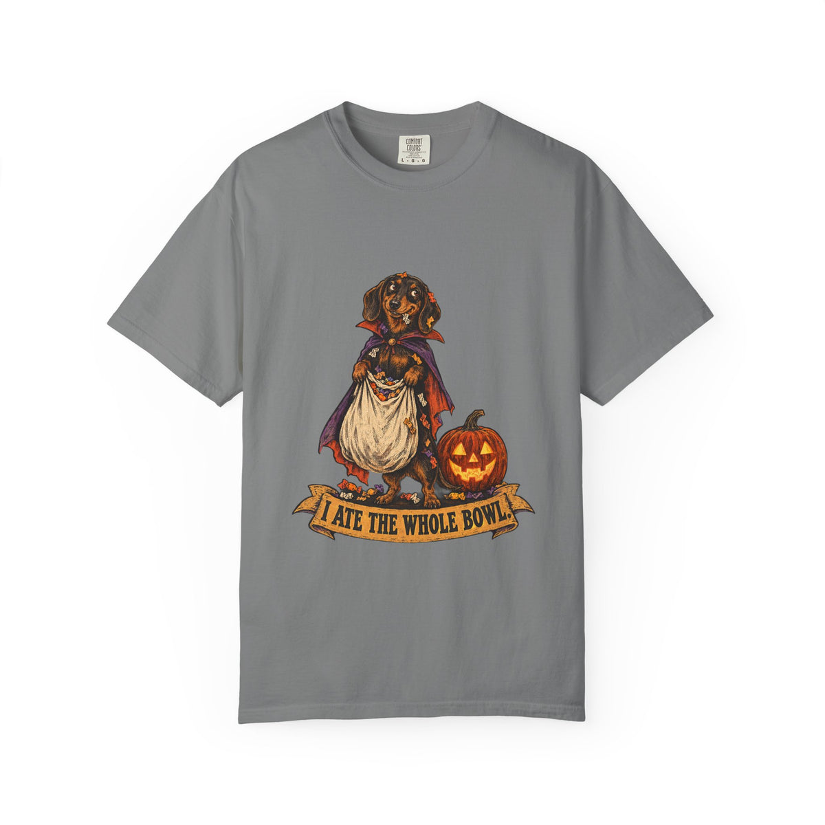I Ate the Whole Bowl Dachshund Halloween Tee