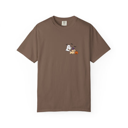 Goldendoodle Ghost Walking Dog Pocket Tee Cute Halloween Dog Shirt