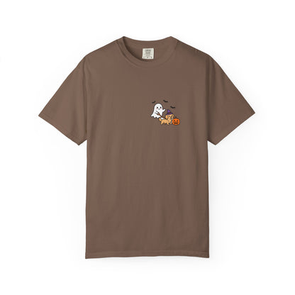 Golden Retriever Ghost Walking Dog Pocket Tee Cute Halloween Dog Shirt