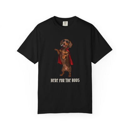 Dachshund Here For The Boos Tee | Funny Halloween Dog Shirt