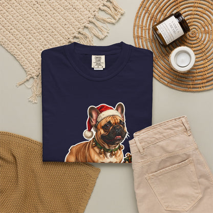 Santa's Little Yelper French Bulldog Christmas Tee