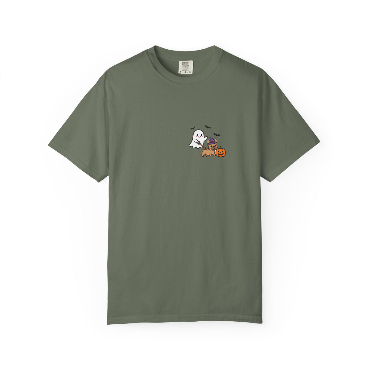 French Bulldog Ghost Walking Dog Pocket Tee Cute Halloween Dog Shirt