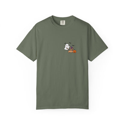 French Bulldog Ghost Walking Dog Pocket Tee Cute Halloween Dog Shirt