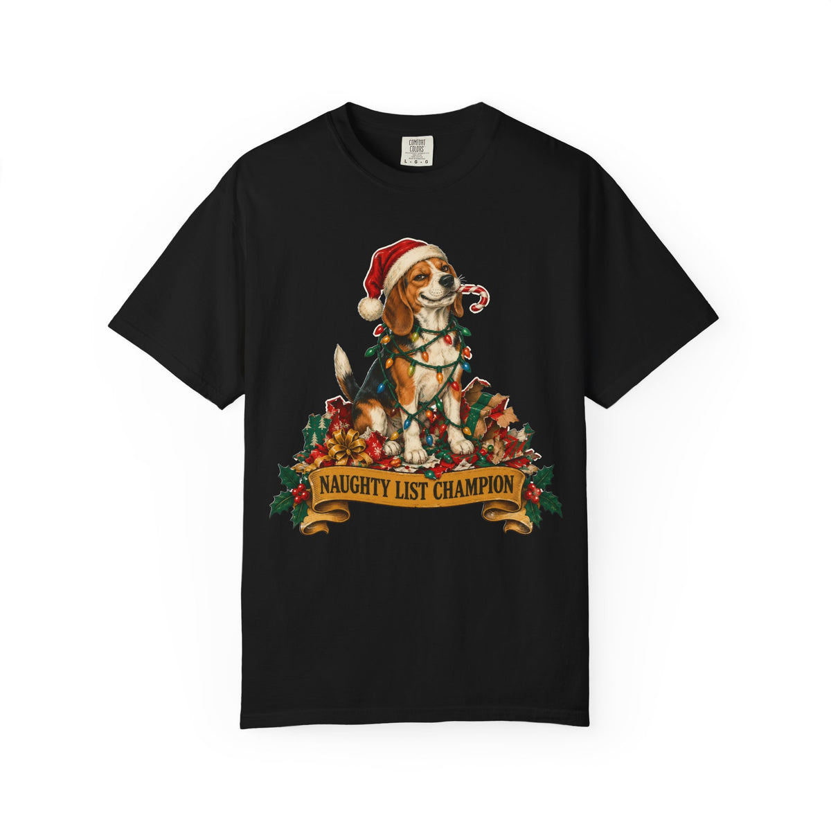Naughty List Champion Beagle Christmas Tee