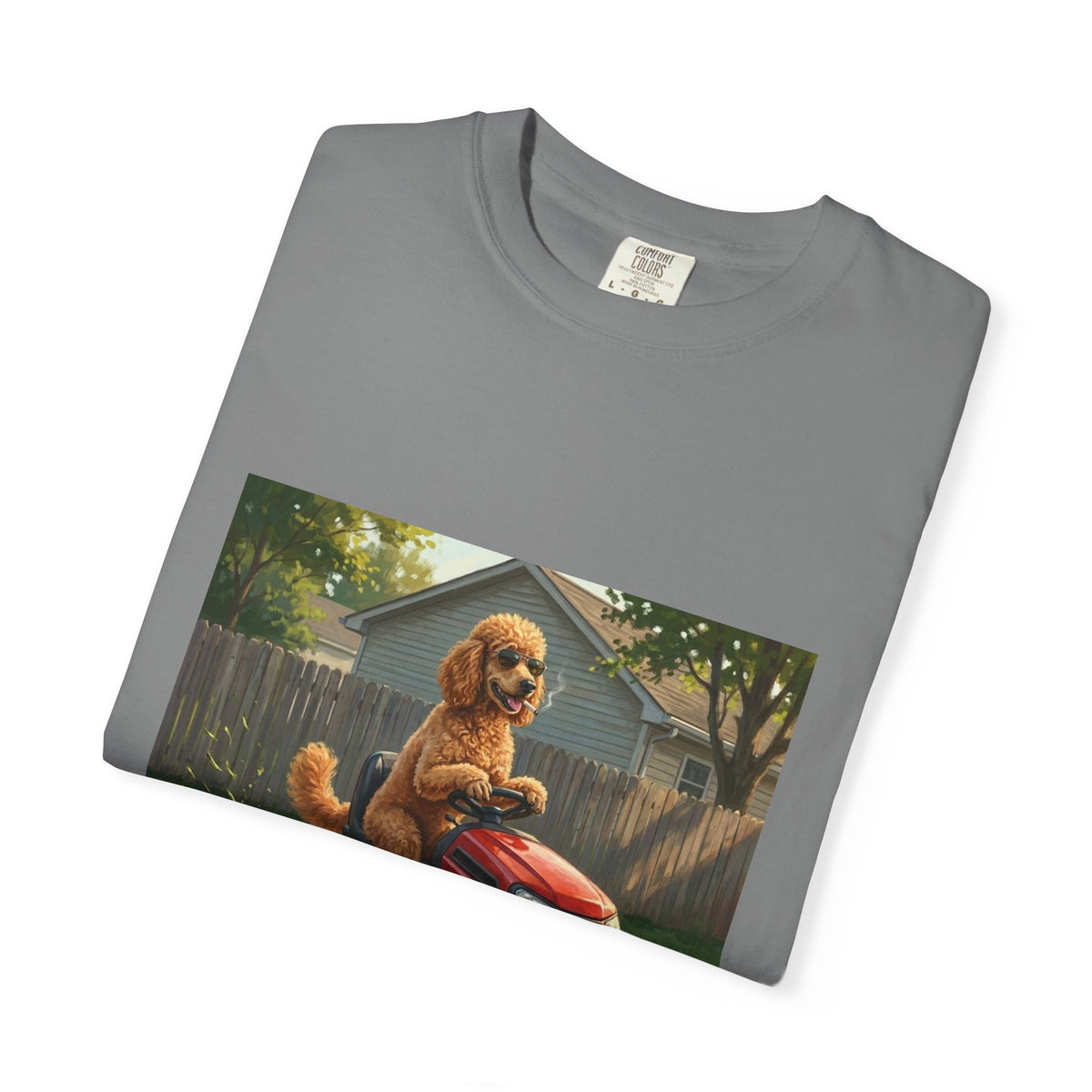 Poodle Lawn Mower Tee | Funny Spring Dog Graphic Shirt