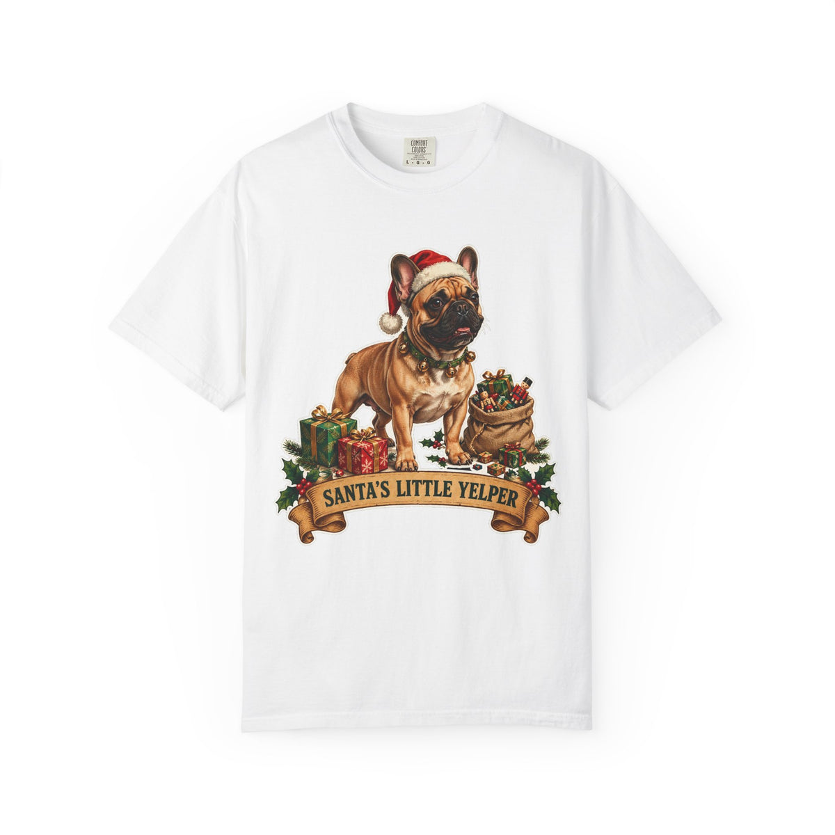 Santa's Little Yelper French Bulldog Christmas Tee