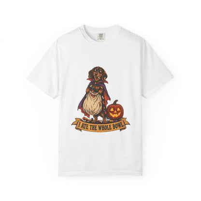 I Ate the Whole Bowl Dachshund Halloween Tee