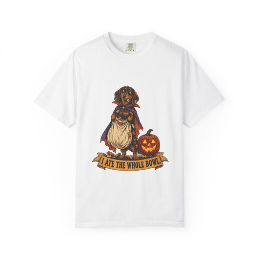I Ate the Whole Bowl Dachshund Halloween Tee
