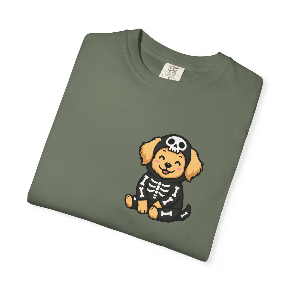 Golden Retriever Skeleton Halloween Pocket Tee | Cute Spooky Dog Shirt
