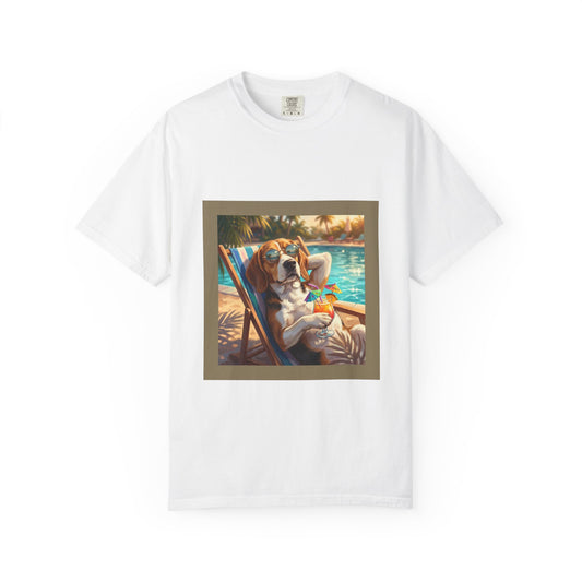 Beagle Poolside Tee – funny summer dog graphic t-shirt
