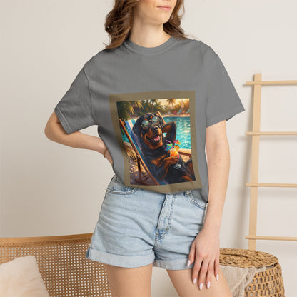 Rottweiler Poolside Tee | Funny Summer Dog Graphic Shirt