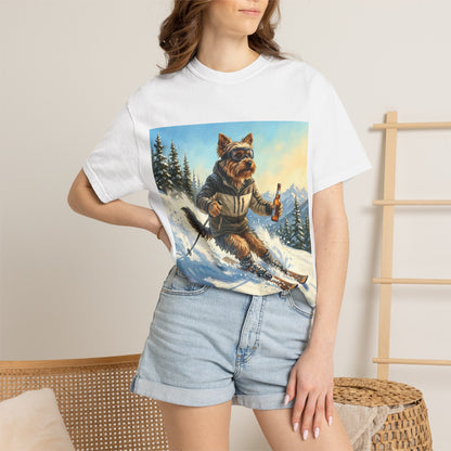 Yorkshire Terrier Skiing Tee | Funny Winter Dog Graphic Shirt