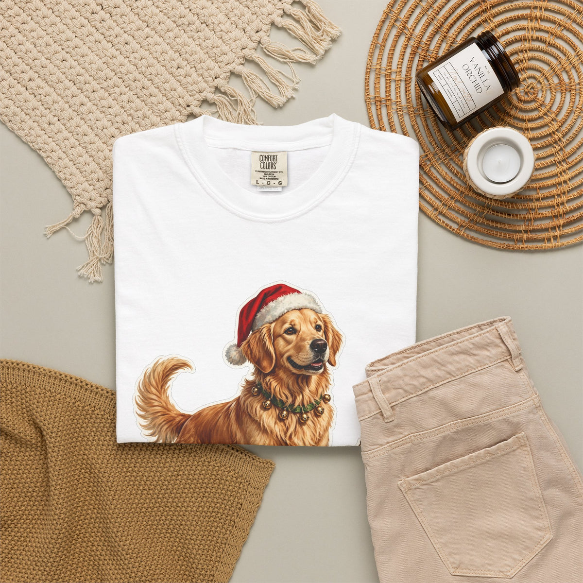 Santa's Little Yelper Golden Retriever Christmas Tee
