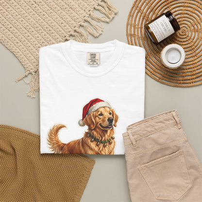 Santa's Little Yelper Golden Retriever Christmas Tee