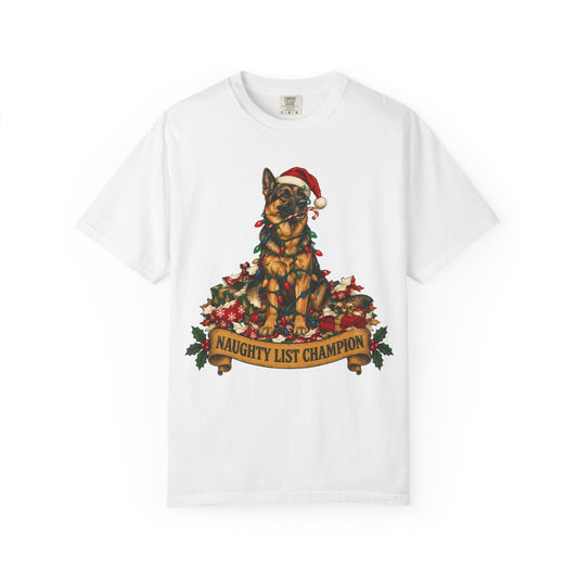 Naughty List Champion German Shepherd Christmas Tee