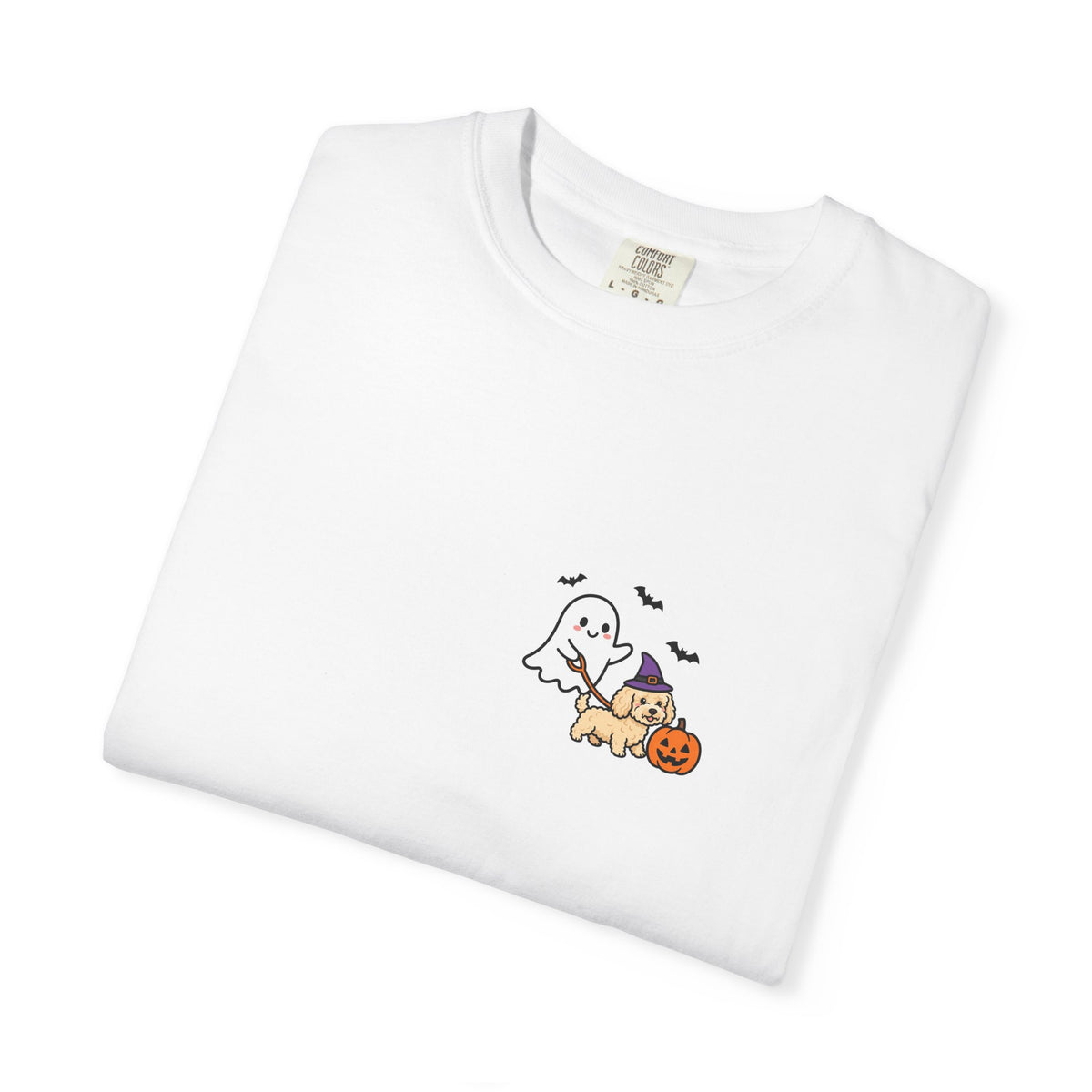 Goldendoodle Ghost Walking Dog Pocket Tee Cute Halloween Dog Shirt