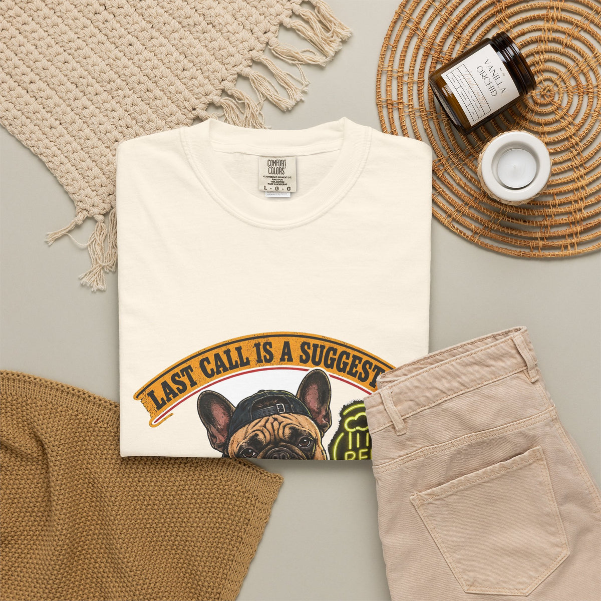 Last Call Larry French Bulldog Bar Tee