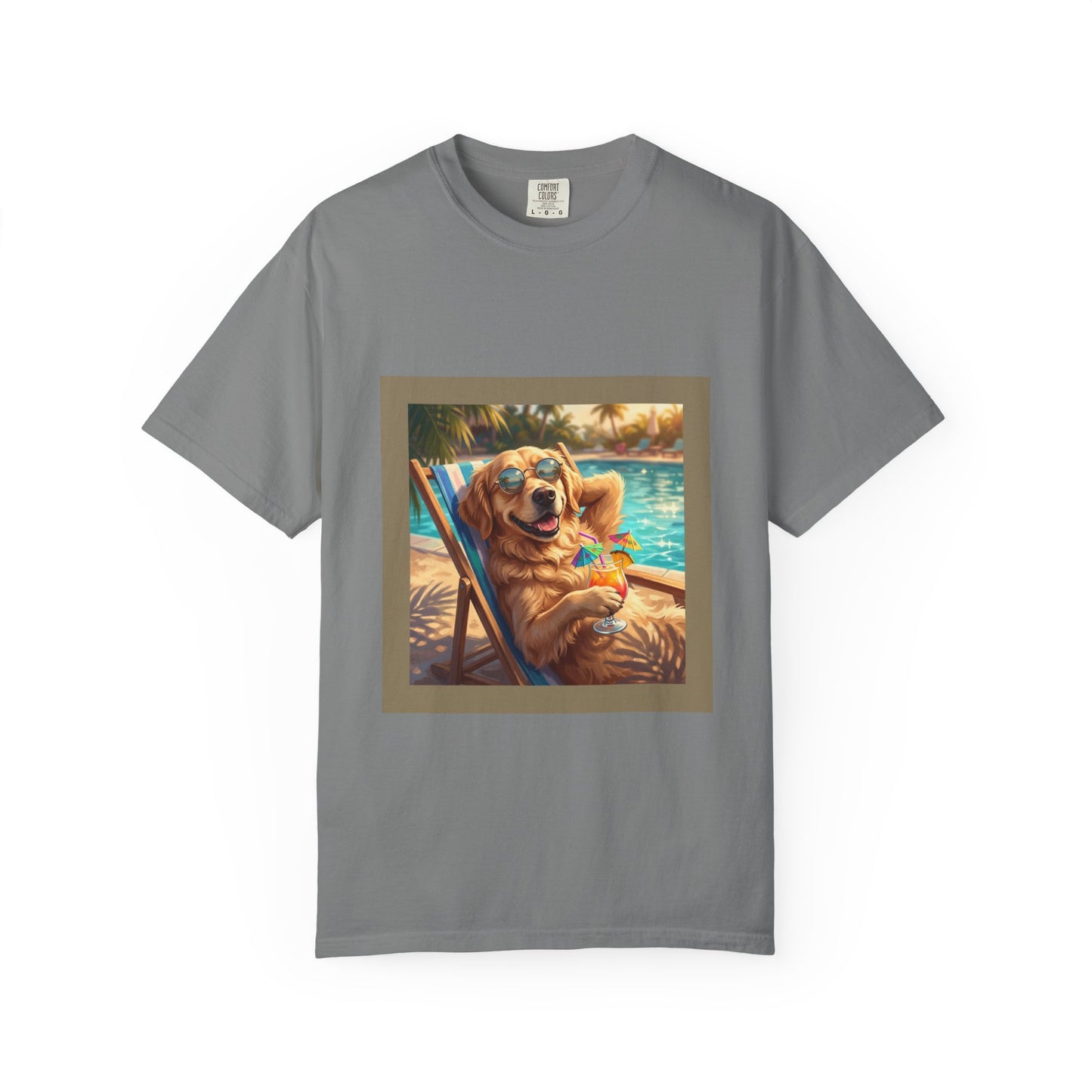Golden Poolside Tee | Funny Summer Dog Graphic Shirt