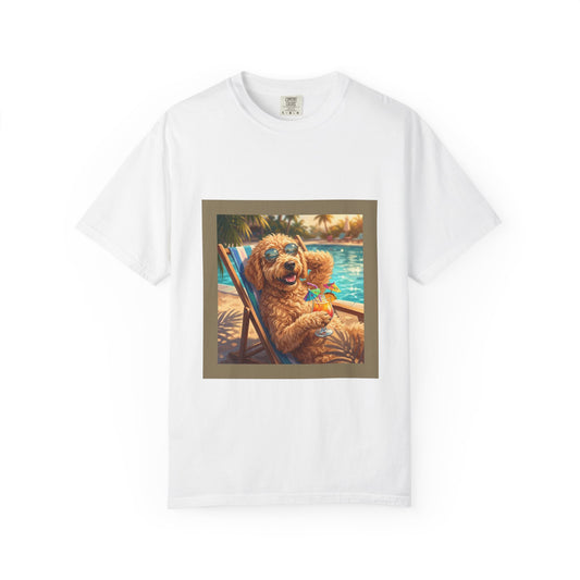 Goldendoodle Poolside Tee – funny summer dog graphic t-shirt