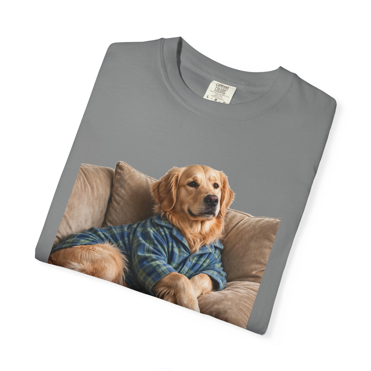 Golden Retriever He Sits Like He Pays Rent Tee | Funny Dog Shirt