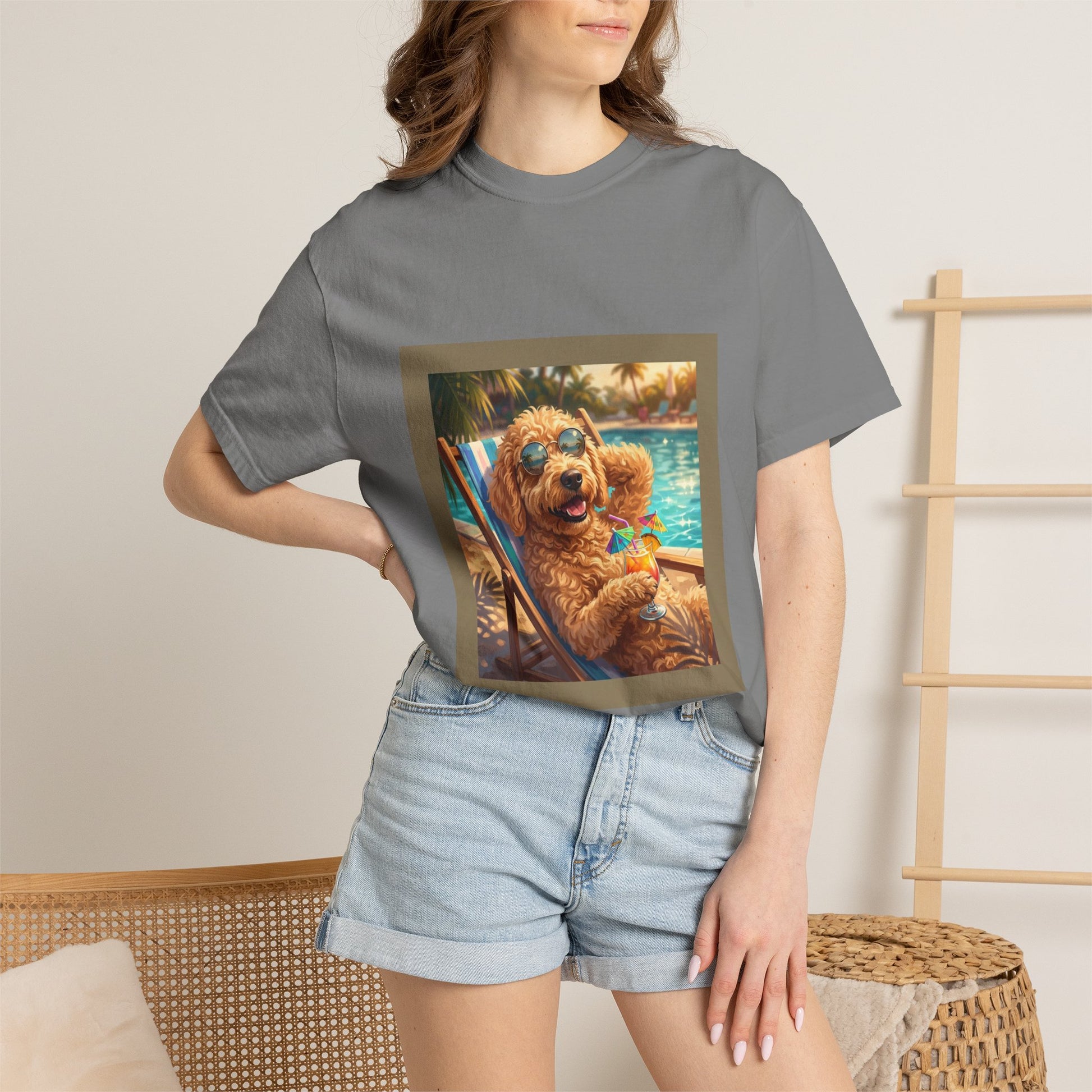 Goldendoodle Poolside Tee | Funny Summer Dog Graphic Shirt