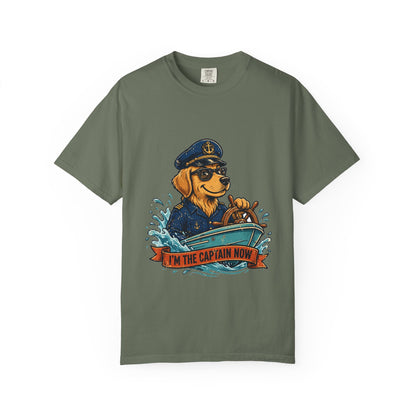Golden Retriever Boat Captain Tee | Funny Summer Dog Graphic Shirt