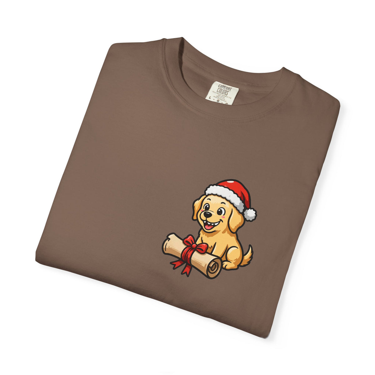 Naughty List Champion Golden Retriever Pocket Tee | Funny Christmas Dog Shirt