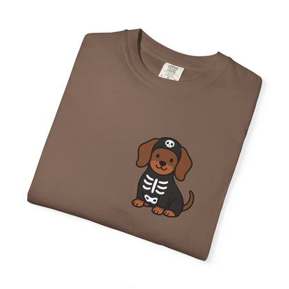 Dachshund Skeleton Halloween Pocket Tee | Cute Spooky Dog Shirt