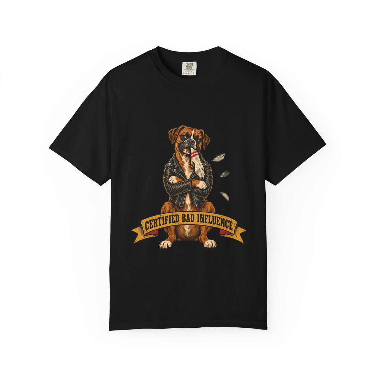 Certified Bad Influence Dog T-Shirt — Funny Boxer Puppy Graphic Tee