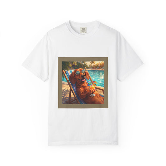 Dachshund Poolside Tee – funny summer dog graphic t-shirt