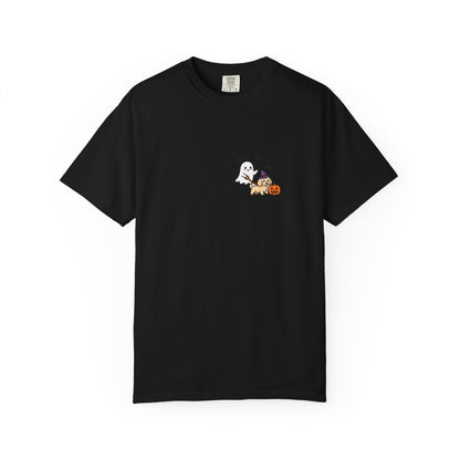 Goldendoodle Ghost Walking Dog Pocket Tee Cute Halloween Dog Shirt