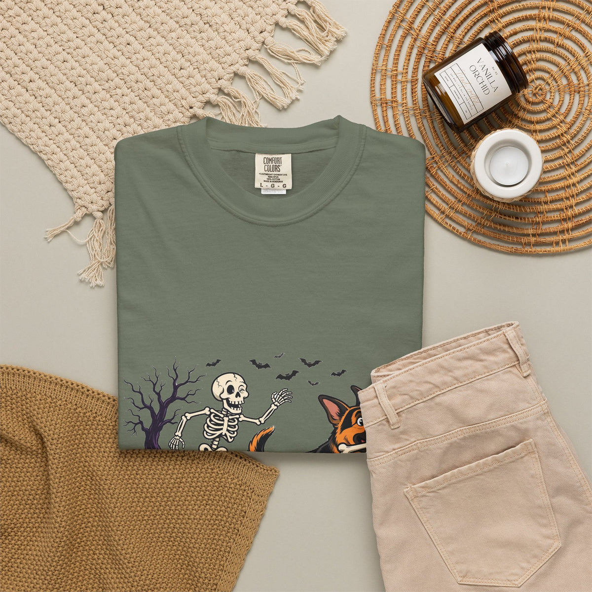 German Shepherd Skeleton Halloween Tee | Funny Spooky Dog Shirt