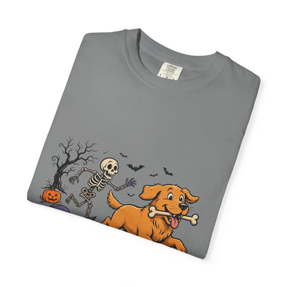 Golden Retriever Skeleton Halloween Tee | Funny Spooky Dog Shirt