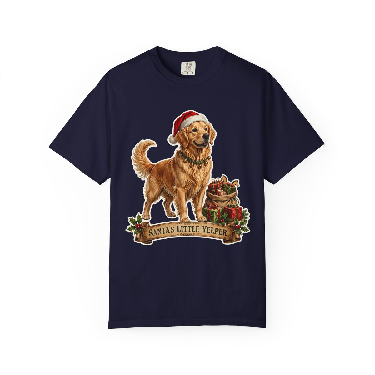 Santa's Little Yelper Golden Retriever Christmas Tee