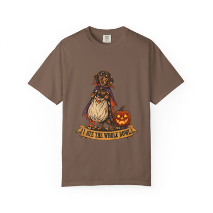 I Ate the Whole Bowl Dachshund Halloween Tee