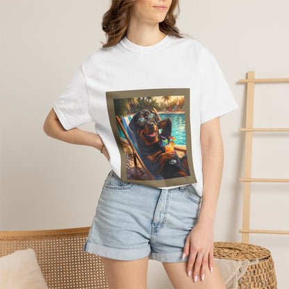 Rottweiler Poolside Tee | Funny Summer Dog Graphic Shirt
