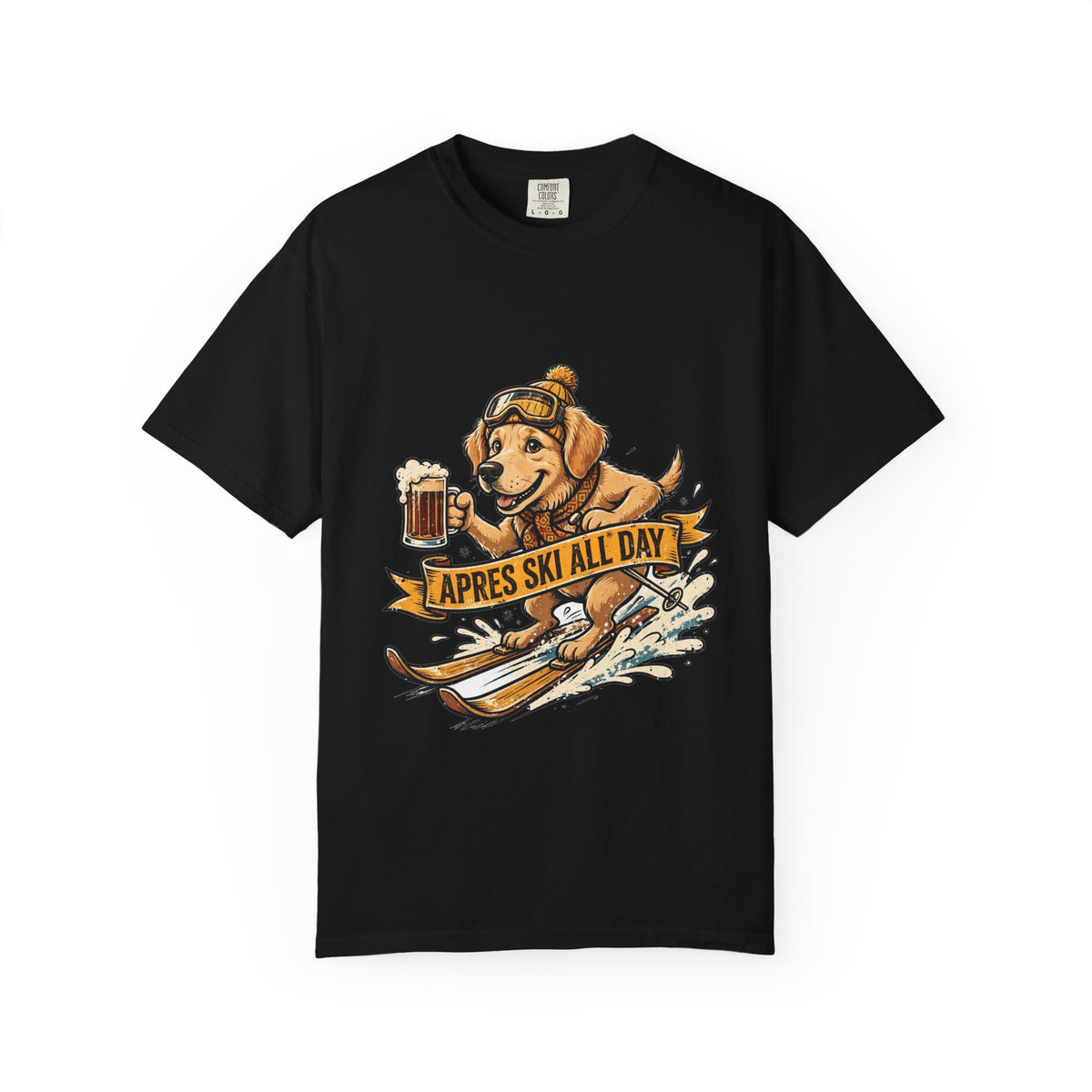 Golden Retriever Apres Ski Tee | Funny Winter Dog Graphic Shirt