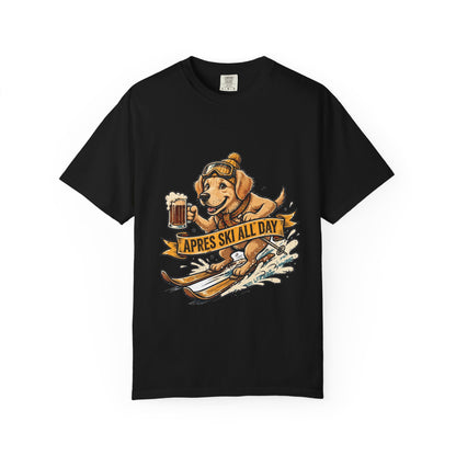 Golden Retriever Apres Ski Tee | Funny Winter Dog Graphic Shirt