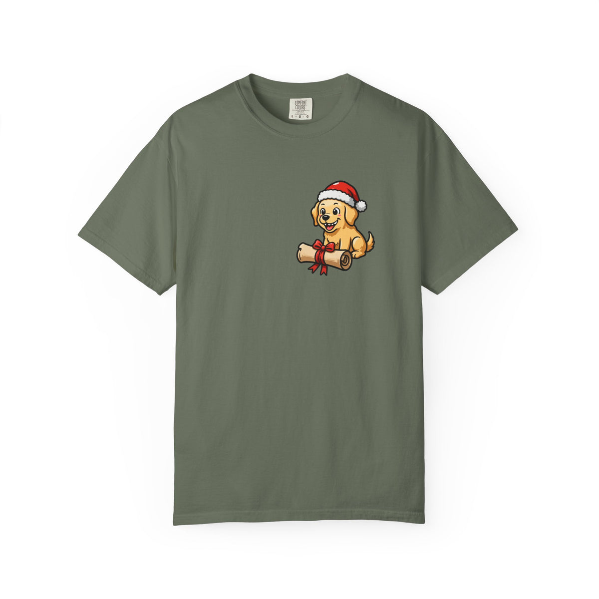 Naughty List Champion Golden Retriever Pocket Tee | Funny Christmas Dog Shirt