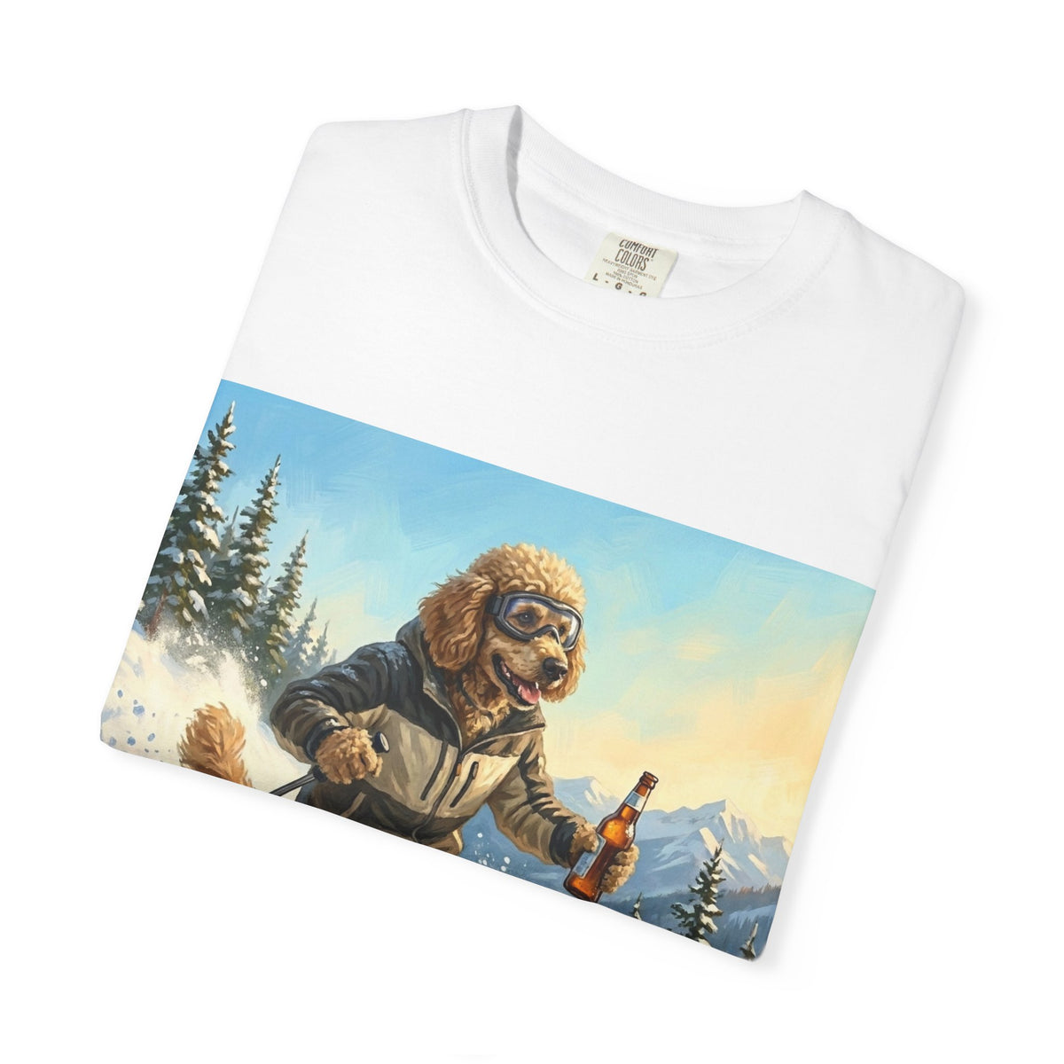 Poodle Skiing Tee | Funny Winter Dog Graphic Shirt