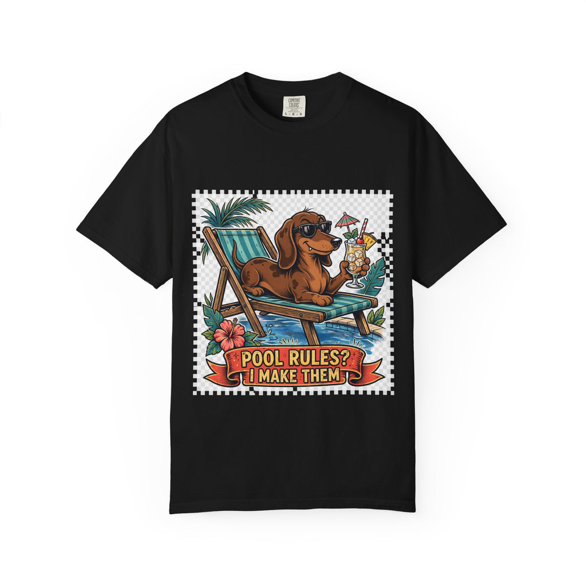 Dachshund Pool Rules Tee | Funny Summer Dog Graphic Shirt