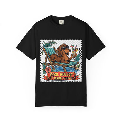 Dachshund Pool Rules Tee | Funny Summer Dog Graphic Shirt