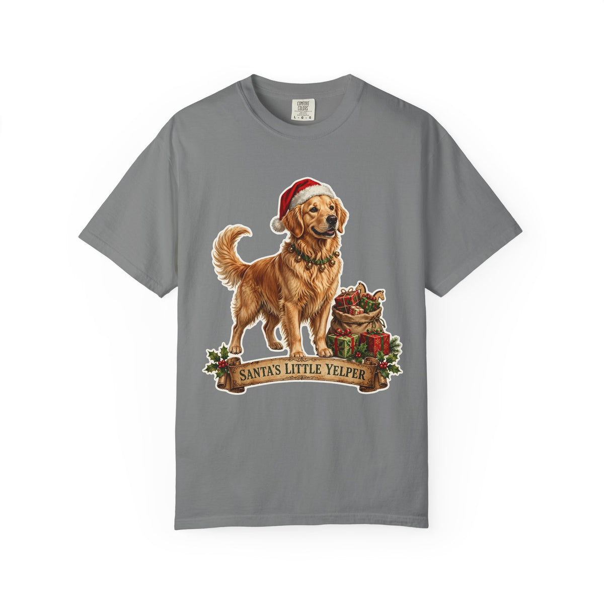 Santa's Little Yelper Golden Retriever Christmas Tee